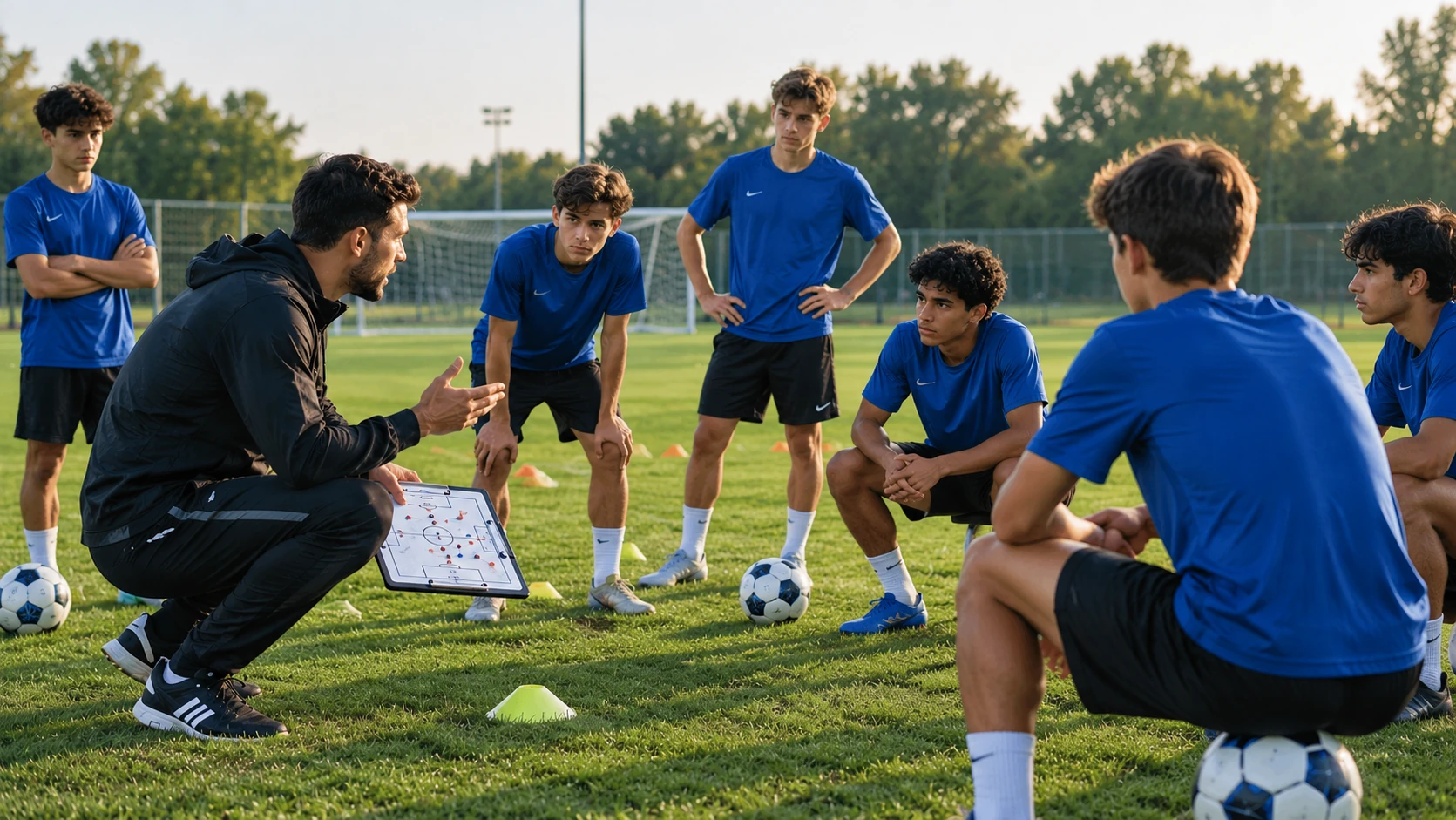 Jugendfußballtrainer leitet ein Anfängertraining