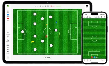 my tactic board tactics board displayed on a tablet and mobile phone screen